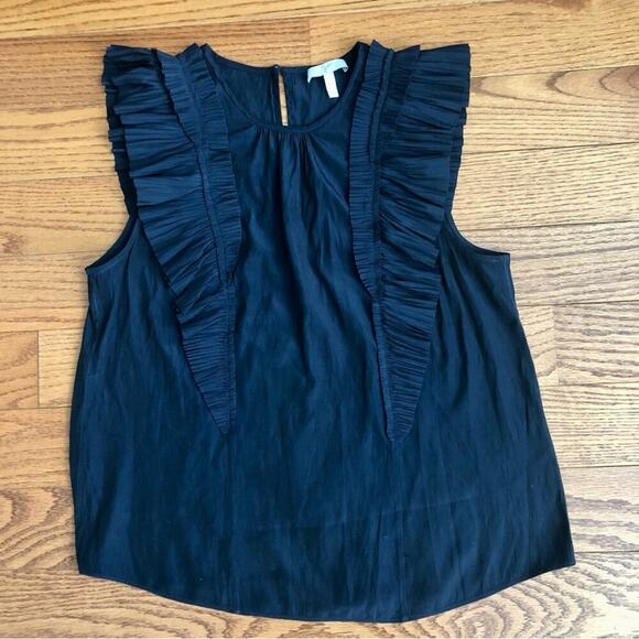 Joie Cruzita Pleated-ruffle Sleeveless Blouse In Midnight Blue Women’s Size S - Picture 8 of 8